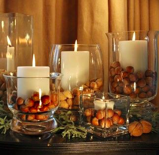 candles mood light fall acorns